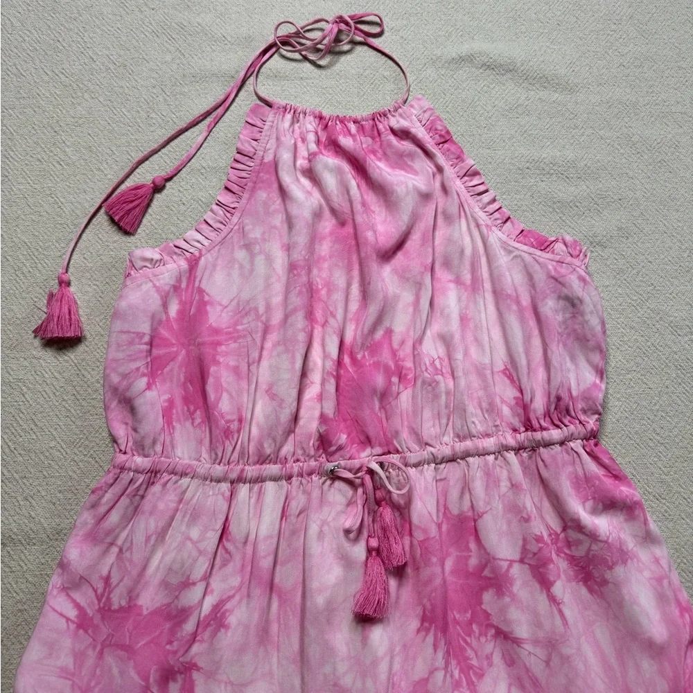 Majorelle Pink Baker Tie Dye Halter Ruffle‎ Tassels Mini Dress XL - Picture 3 of 8